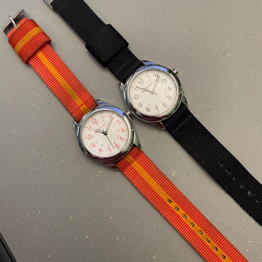 Set Of 2 Columbia Watches With Nylon Straps - Black & Orange